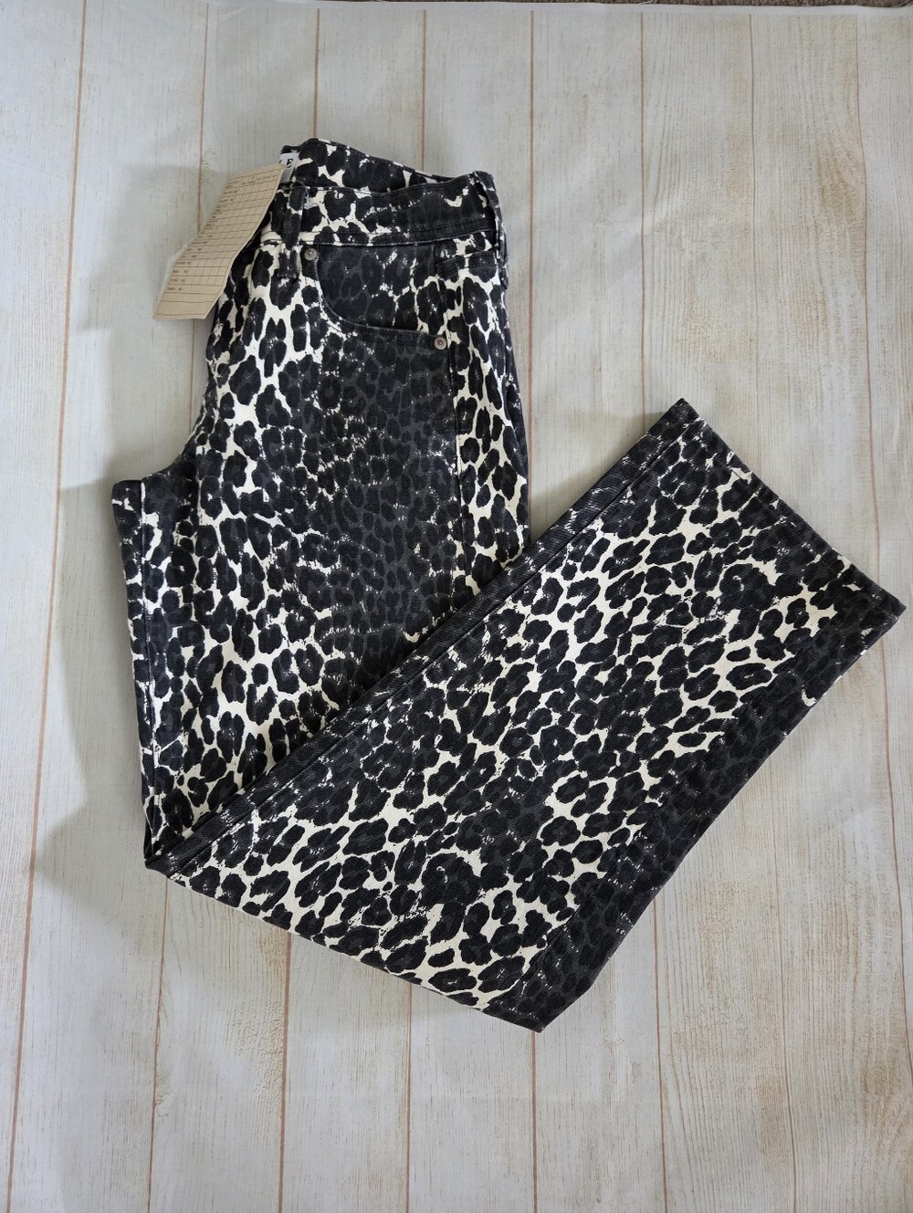 DAZE Denim Animal Leopard Print Straight Leg Cotton Spandex Jeans 26